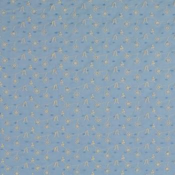 Dobby Voile mit Blumenstickerei, bleu